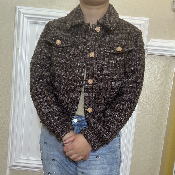 None Jackets & Blazers - Women's Brown Tweed Jacket